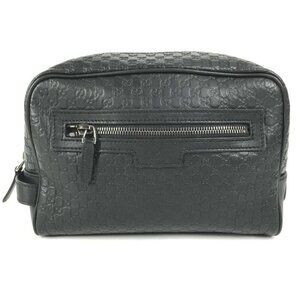 Gucci Second Bag GG Logo Shima Leather Black